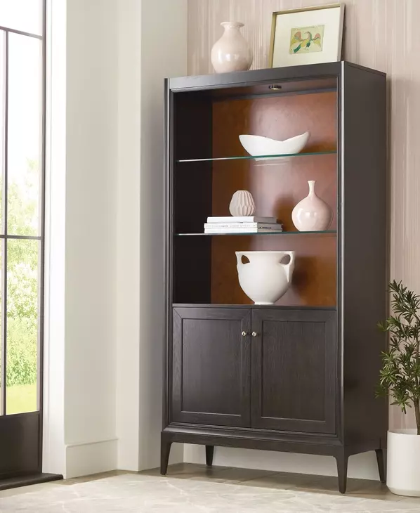 Hidden Treasures Victor Dark Stain 2 Door Bookcase Cabinet with LED