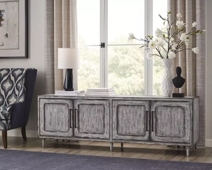 Hidden Treasures Off White 4 Door Modular Credenza