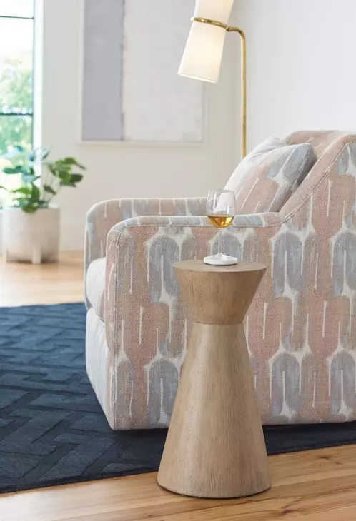 Indiya Light Stain Round Accent Table