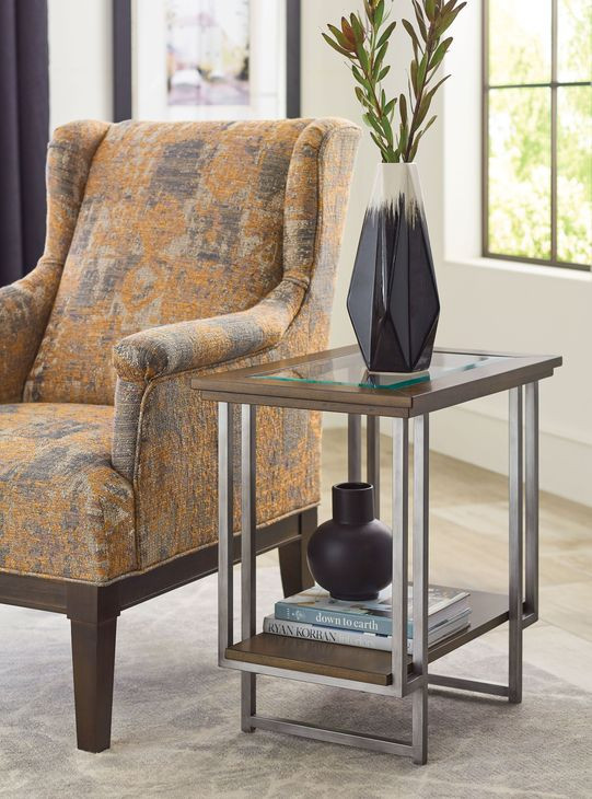 Ingrid Dark Stain Rectangular Glass Top Chairside Table