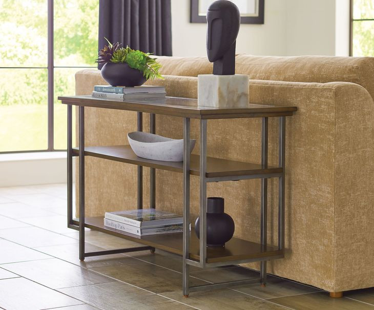 Ingrid Brown and Gray Rectangular Glass Top Console Table