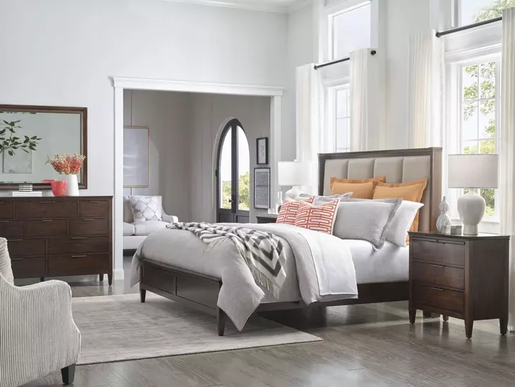 Spectrum Amaretto King Upholstered Panel Bed