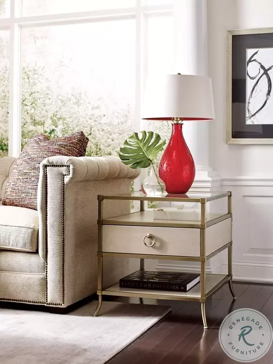 Whitmore Positano Alabaster And Brassy Champagne End Table