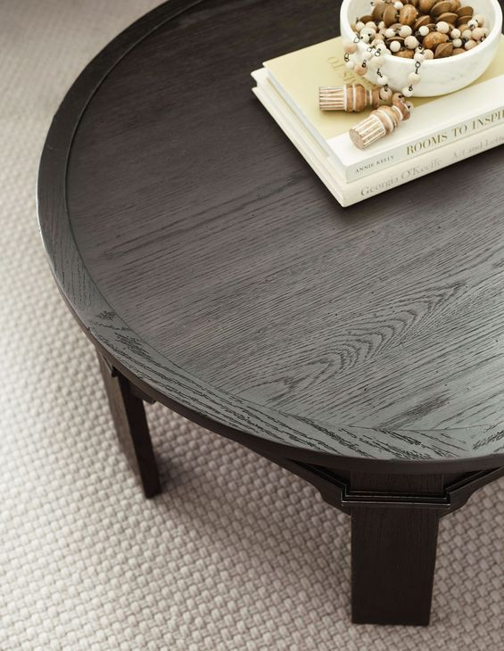 Lillith Dark Stain Round Cocktail Table