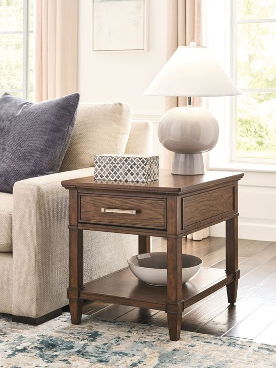 Longham Warm Auburn Rectangular End Table with 1 Drawer