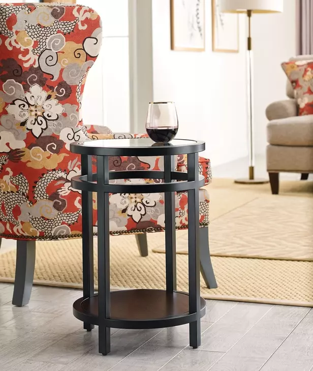 Mackintosh Black Round Glass Top Accent Spot Table