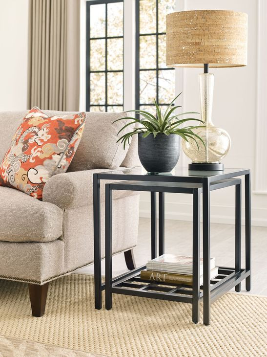 Mackintosh Brown and Gray Rectangular Glass Top Nesting End Tables