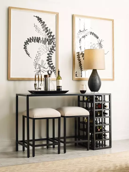 Mackintosh Brown and Black Rectangular Console Table with Stools