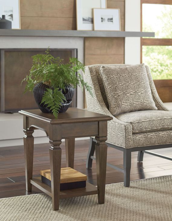 Maribelle Dark Stain Rectangular Chairside Table