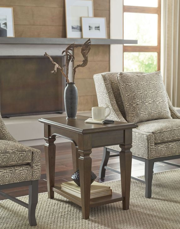 Maribelle Dark Stain Wedge Rectangular Chairside Table