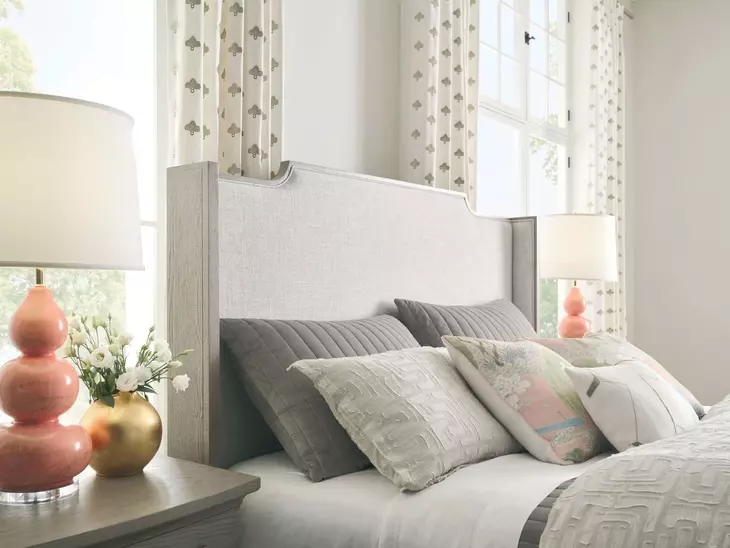 Sharon Gray and Cream Upholstered Queen Panel Bed