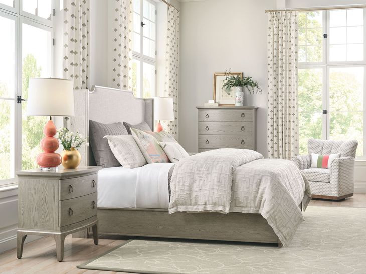 Sharon Gray and Cream Upholstered King Panel Bed