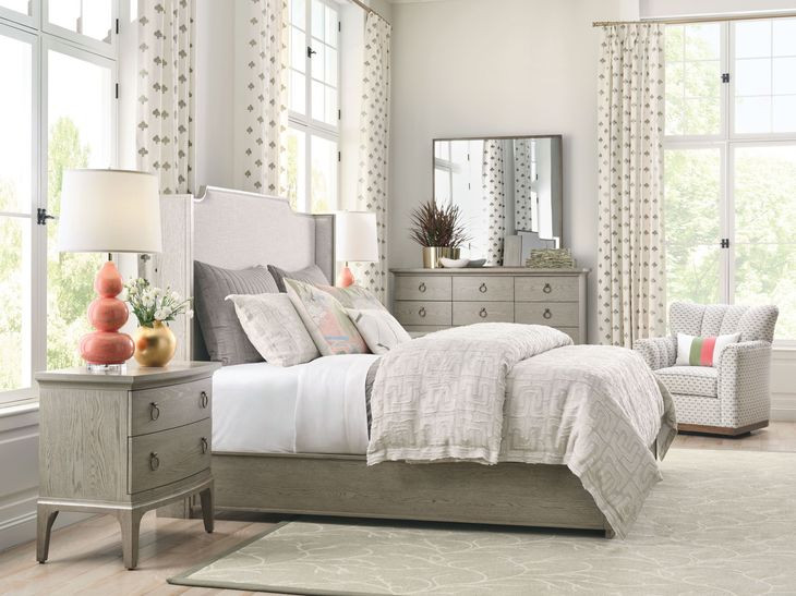 Sharon Gray and Cream Upholstered Queen Panel Bed