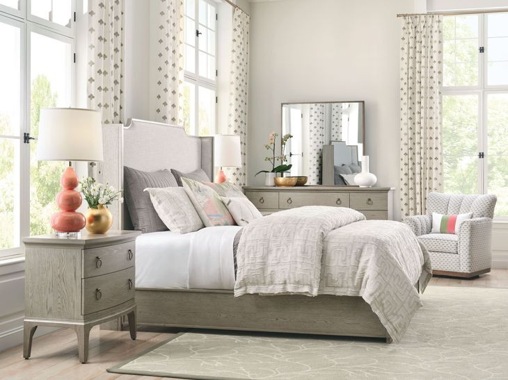 Sharon Gray and Cream Upholstered California King Panel Bed