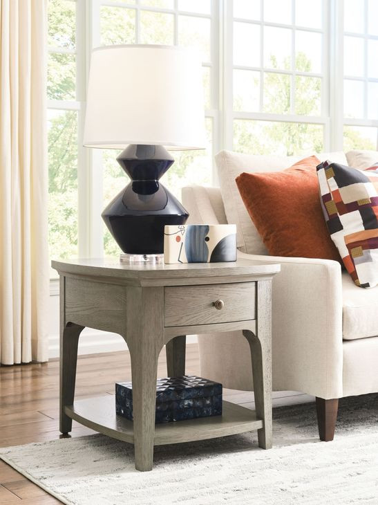 Avery Gray Rectangular End Table with 1 Drawer