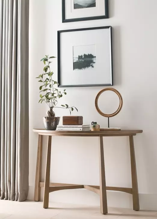 Milo Demilune Light Stain D Shaped Console Table