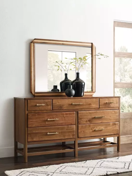 Monogram Walnut Dornoch Medium Stain Rectangular Dresser Mirror
