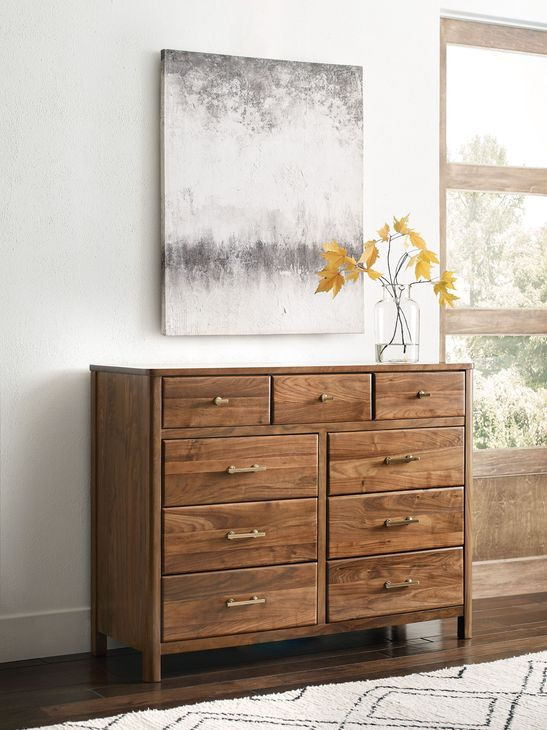 Monogram Walnut Flat Medium Stain 9 Drawer Dresser