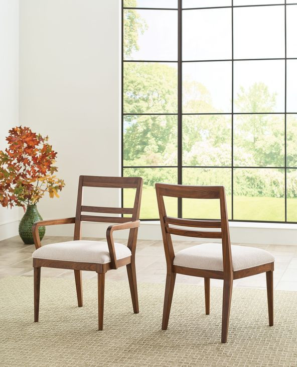 Monogram Walnut Clubhouse Cream Upholstered Side Chair