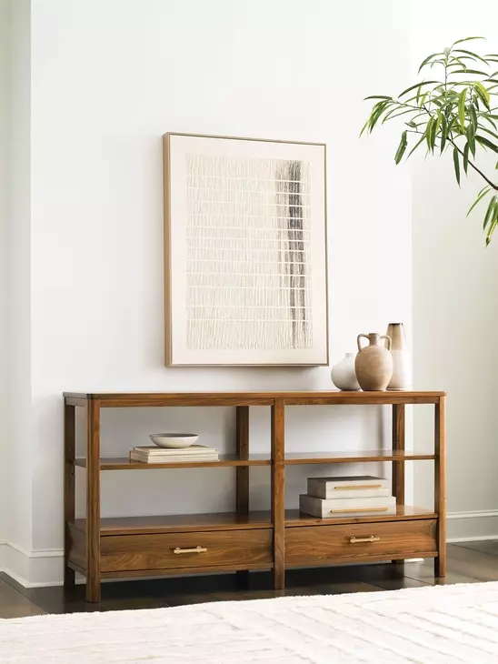 Monogram Walnut Boca Medium Stain Rectangular Console Table