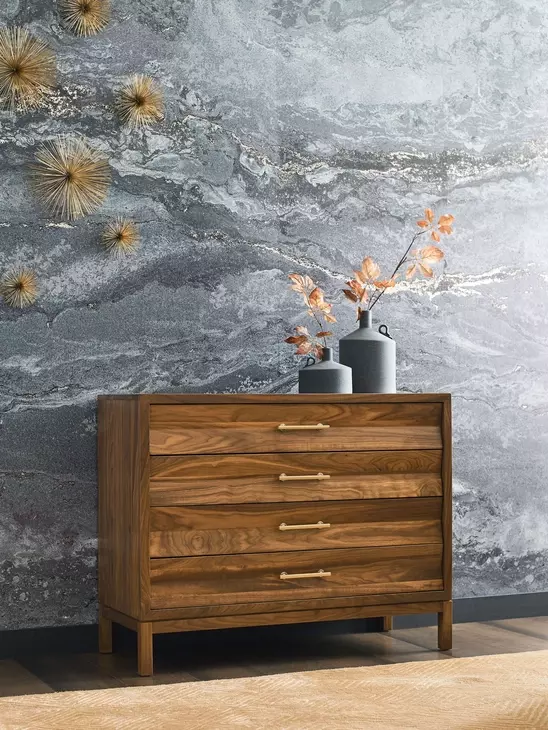 Monogram Walnut Backbay Medium Stain 4 Drawer Accent Chest