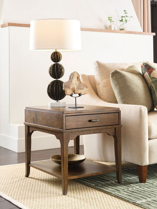 Nicolette Hamilton Auburn Rectangular End Table with 1 Drawer