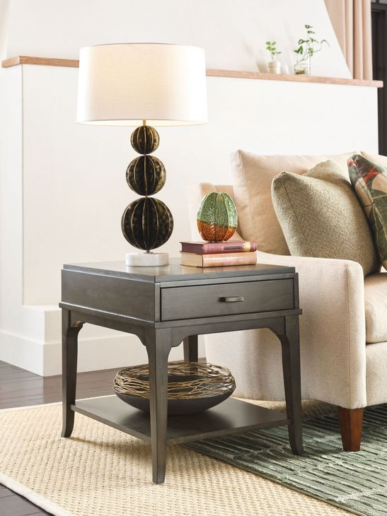 Nicolette Hamilton Charcoal Rectangular End Table with 1 Drawer