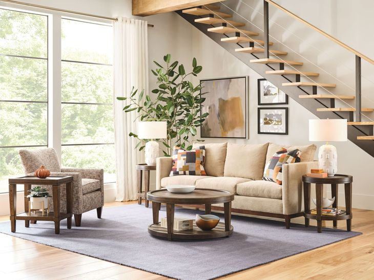 Oliver Hamilton Sepia Round Coffee Table with Casters