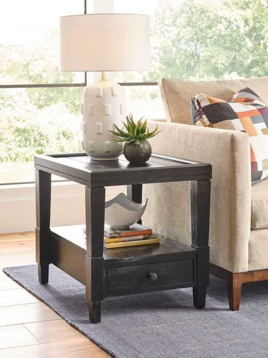Oliver Hamilton Ebony Rectangular End Table with 1 Drawer