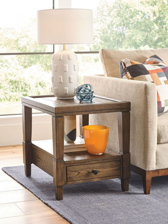 Oliver Hamilton Sepia Rectangular End Table with 1 Drawer