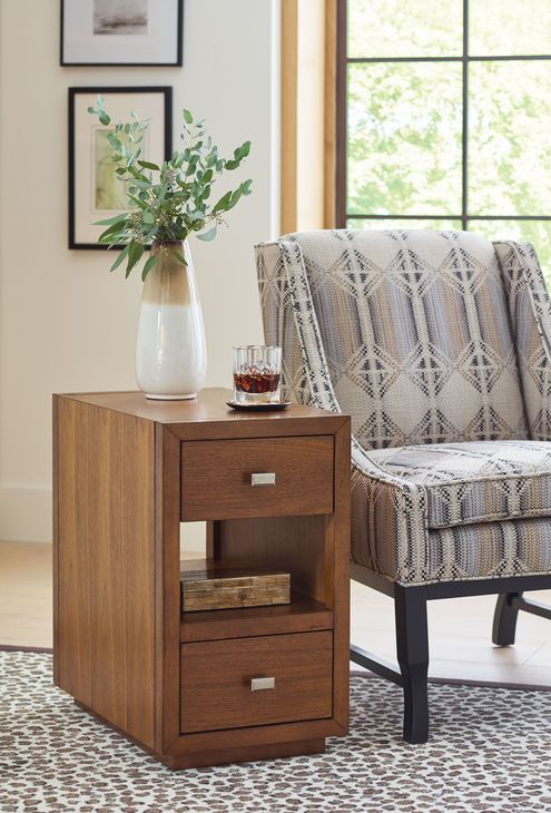 Premise Medium Stain Rectangular Charging Chairside Table