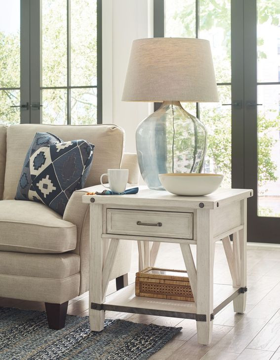 Richter White Drawer End Table