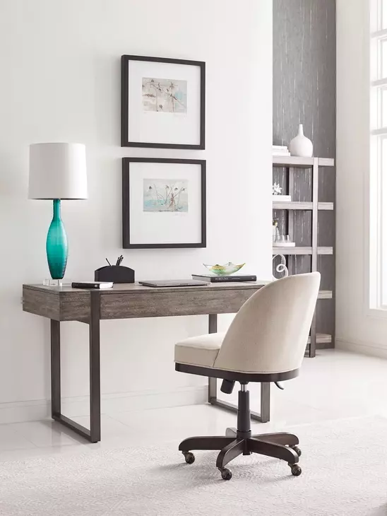 Hidden Treasures Leah Cream Upholstered Desk Chair with Swivel