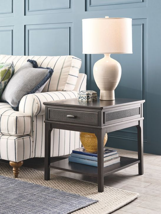 Serra Hamilton Soft Black Rectangular End Table with 1 Drawer