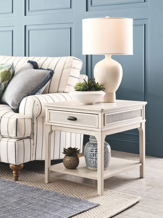 Serra Hamilton Classic White Rectangular End Table with 1 Drawer