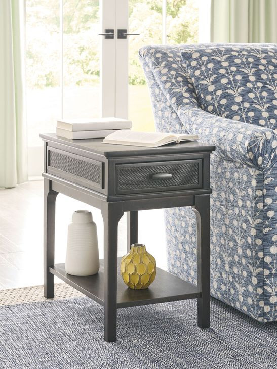 Serra Hamilton Soft Black Rectangular Charging Chairside Table