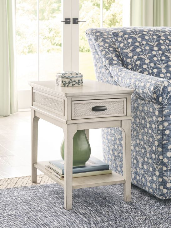 Serra Hamilton Classic White Rectangular Charging Chairside Table