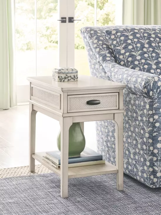 Serra Hamilton Classic White Rectangular Charging Chairside Table