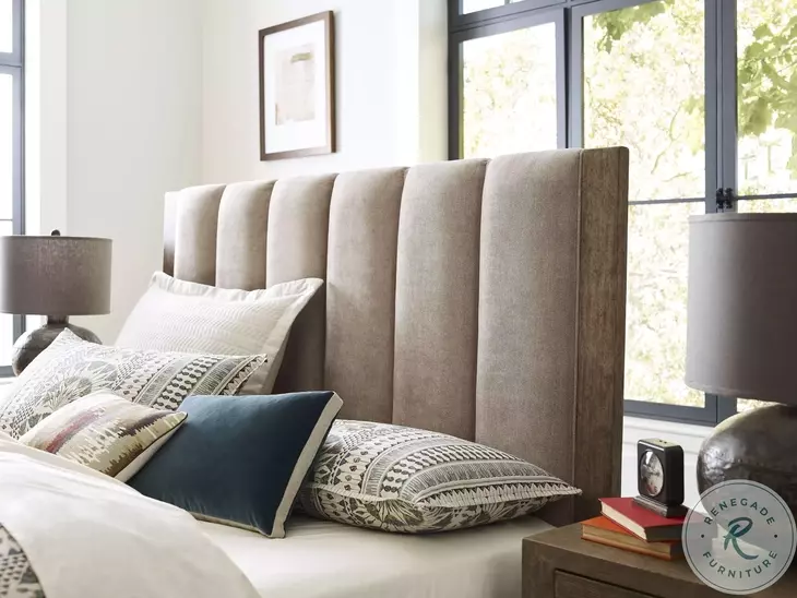 Horizon Fernhill Smoke Queen Upholstered Panel Bed With Bench Footboard