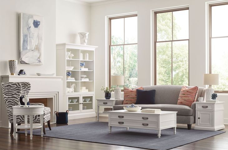 Structures White Round Glass Top End Table
