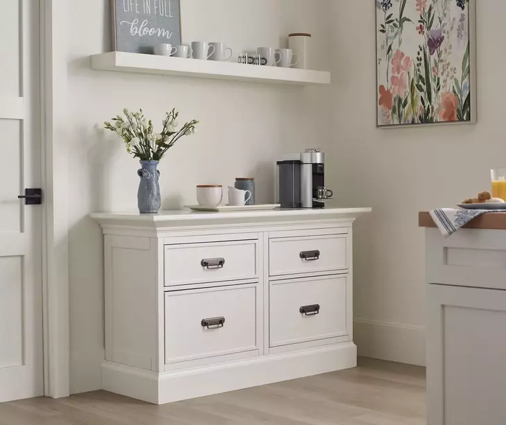 Structures White Double Storage Console with 4 Drawers
