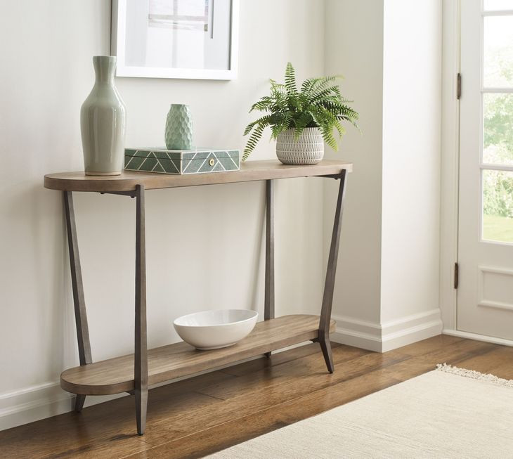 Tanna Light Stain Oval Sofa Table