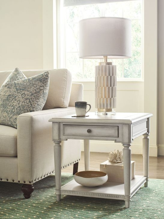 Terrace White Rectangular Drawer End Table