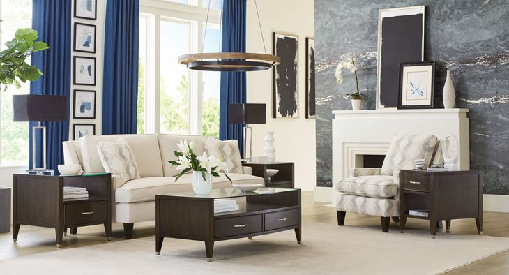 Tesha Dark Stain Square Glass Top End Table