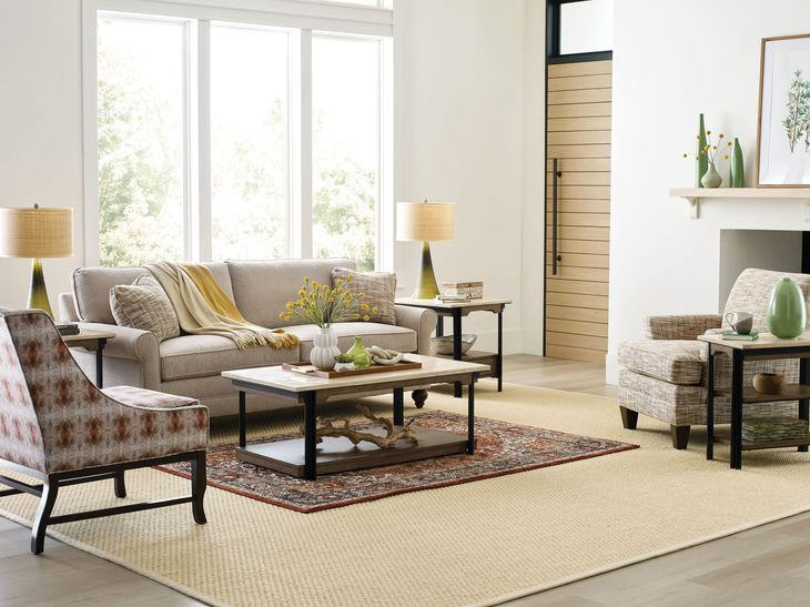 Topaz-Hamilton Topaz Beige and Black Rectangular Chairside Table