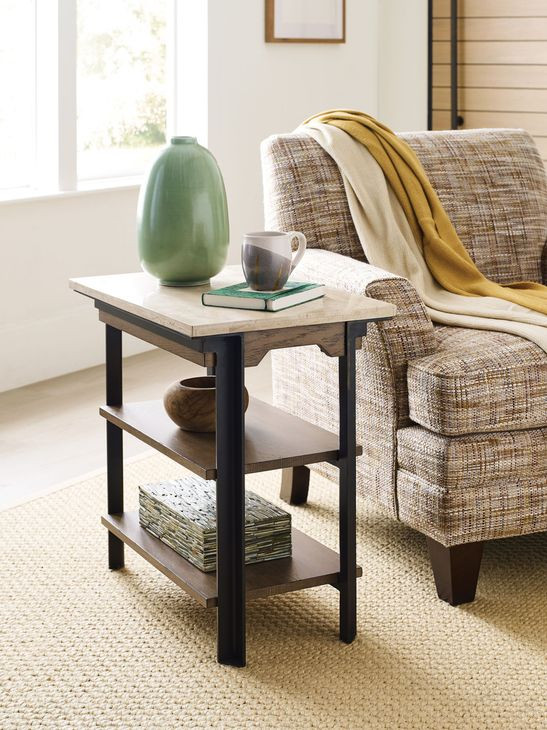 Topaz-Hamilton Topaz Beige and Black Rectangular Chairside Table