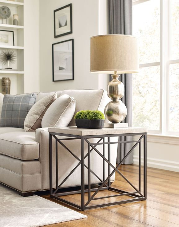 Vonne Beige and Gray Square End Table