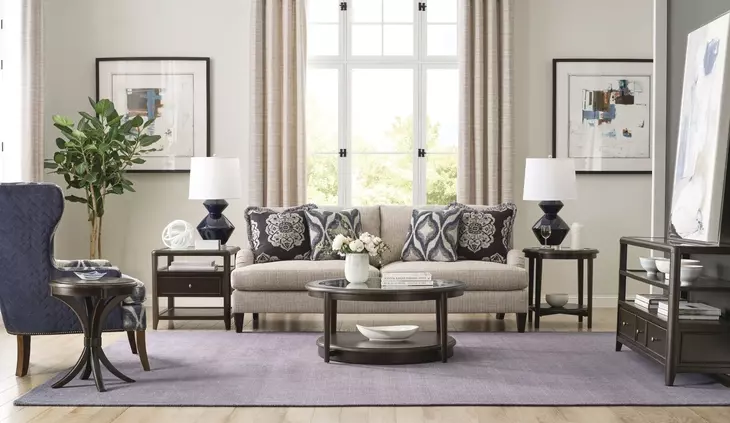 Whitaker Distressed Dark Stain Rectangular Glass Top Sofa Table