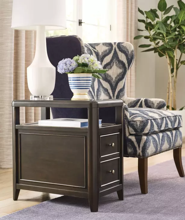 Whitaker Distressed Dark Stain Rectangular Chairside Table