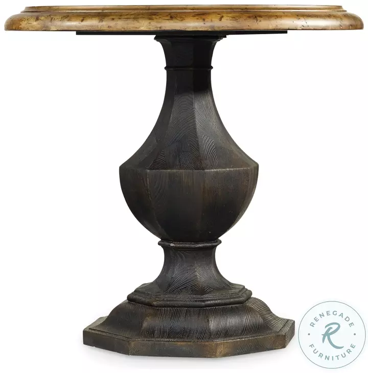 Sanctuary Antiqued Black And Coffee Round Accent Table